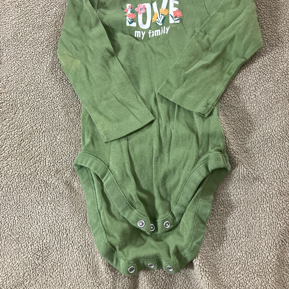 Kids Long Sleeve Green Cotton Tee Bodysuit
